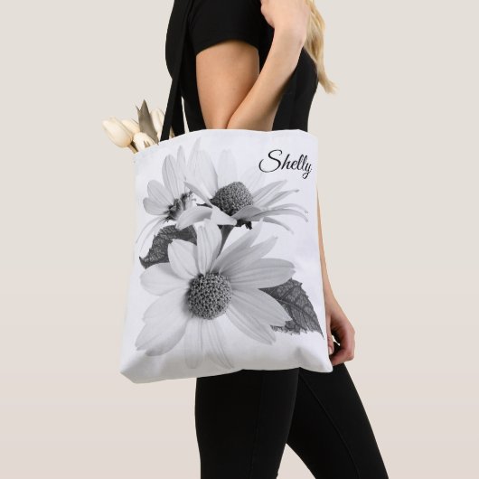 デイジー花再利用パーソナライズされたトートバッグ トートバッグ (クローズアップ)