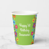 デイジー花可愛いヒッピー1st誕生日キッズ 紙コップ (裏面)