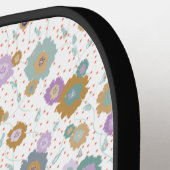 デイジー花手引き赤水玉模様デザイン ピックルボールラケット (左詳細)