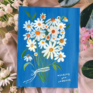 デイジー花束の水彩画 お悔やみカード ご冥福をお祈りします ポストカード