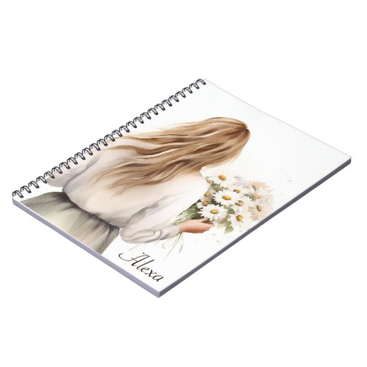 デイジー花束付き女性 ノートブック (左側)