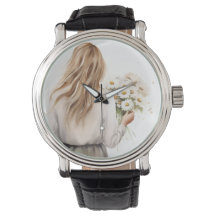 デイジー花束付き女性