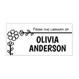 デイジー花枠、図書室 ラバースタンプ