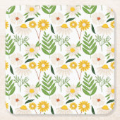 デイジー花柄 スクエアペーパーコースター (正面)