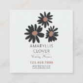 デイジー花黒ピンク花柄 スクエア名刺 (裏面)