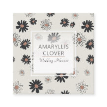 デイジー花黒ピンク花柄