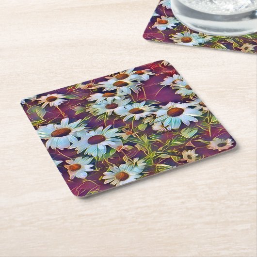 デイジー花 スクエアペーパーコースター (アングル)