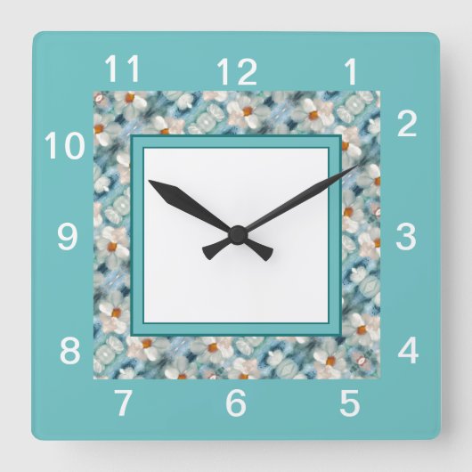 デイジー花 スクエア壁時計 (正面)