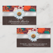 デイジー花 | リボンと真珠 | イラスト 名刺 (正面/裏面)