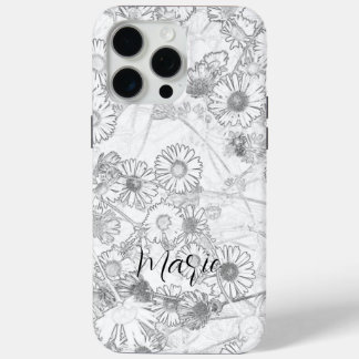 デイジー草原の明るい灰色パターン iPhone 15 PRO MAXケース