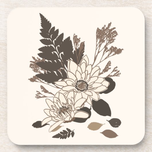 デイジー葉と – クリームに透明。 コースター (正面)