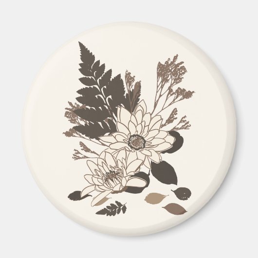 デイジー葉と – クリームに透明。 マグネット (正面)