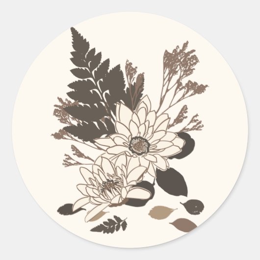 デイジー葉と – クリームに透明。 ラウンドシール (正面)