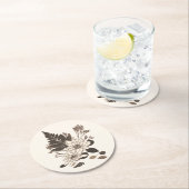 デイジー葉と – クリームに透明。 ラウンドペーパーコースター (インサイチュ)