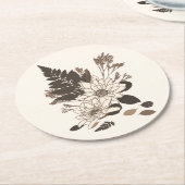 デイジー葉と – クリームに透明。 ラウンドペーパーコースター (アングル)