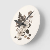 デイジー葉と – クリームに透明。 ラウンド壁時計 (傾斜)