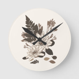 デイジー葉と – クリームに透明。 ラウンド壁時計