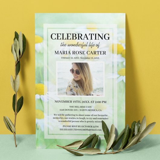 デイジー葬儀 | 命の祭り フォト 招待状