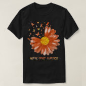 デイジー蝶ピーチリボン子宮がんアワーン Tシャツ (デザイン正面)