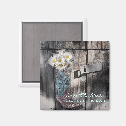 デイジー西部の田舎の結婚式の日付を保存 マグネット (正面/裏面)