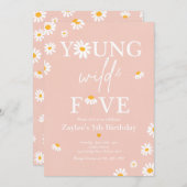 デイジー誕生パーティーボムアン・ヤング・ワイルド・アンド・ファイブ 招待状 (正面/裏面)