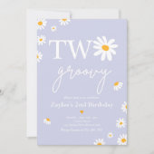 デイジー誕生パーティーBoho 2 Groovy 2nd Birthday 招待状 (正面)