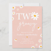 デイジー誕生パーティーBoho 2 Groovy 2nd Birthday 招待状 (正面)