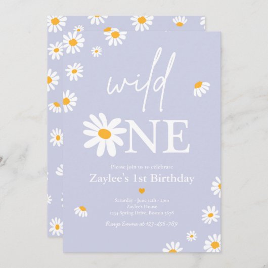 デイジー誕生会ボミアンワイルドワン第1誕生日 招待状 (正面/裏面)