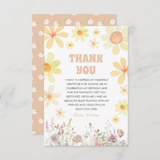 デイジー誕生日パーティーサンキューカード サンキューカード (正面/裏面)