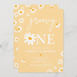 デイジー誕生日パーティーボヘミアングルーヴィーワン 1歳誕生日 招待状
