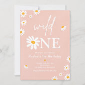 デイジー誕生日パーティーボヘミアンワイルドワン1歳誕生日 招待状 (正面)
