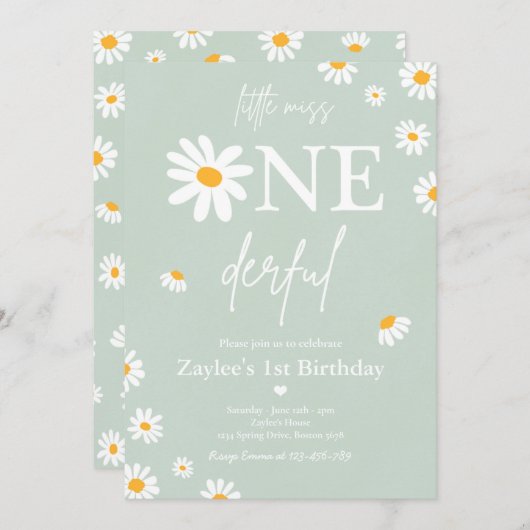 デイジー誕生日パーティーボヘミアンワンダーちゃん 招待状 (正面/裏面)