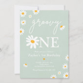 デイジー誕生日パーティーボホグルーヴィワン1歳 招待状 (正面)