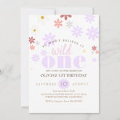 デイジー誕生日パーティーボホワイルドワン1歳 招待状 (正面)