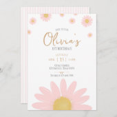 デイジー誕生日パーティーbohoフローラ任意の年齢 招待状 (正面/裏面)