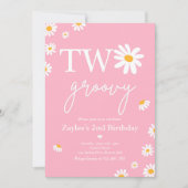 デイジー誕生日パーティーBoho 2グルーヴィー2歳の誕生日 招待状 (正面)