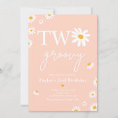 デイジー誕生日パーティーBoho 2グルーヴィー2歳の誕生日 招待状 (正面)