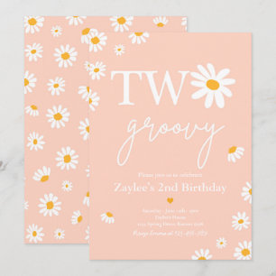 デイジー誕生日パーティーBoho 2グルーヴィー2歳の誕生日 招待状