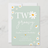 デイジー誕生日パーティーBoho 2グルーヴィー2歳の誕生日 招待状 (正面)