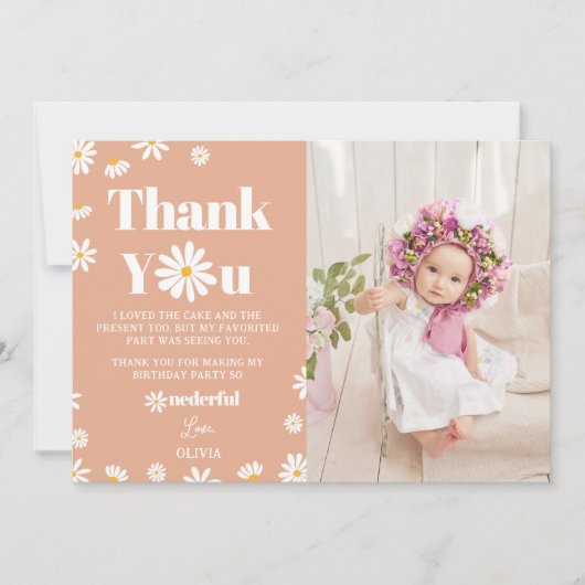 デイジー誕生日フォトサンキューカード サンキューカード (正面)