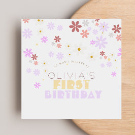 デイジー誕生日会かわいい花1歳の誕生日 スタンダードカクテルナプキン