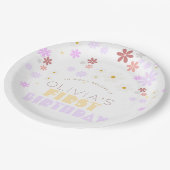 デイジー誕生日会かわいい花1歳の誕生日 ペーパープレート (アングル)