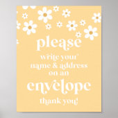 デイジー赤ちゃん書シャワーあなたの名前のアドレスの署名 ポスター (正面)