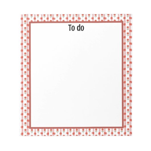 デイジー赤と白ギンガム ノートパッド (正面)