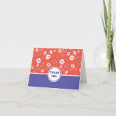 デイジー赤白青花模様 サンキューカード (正面)