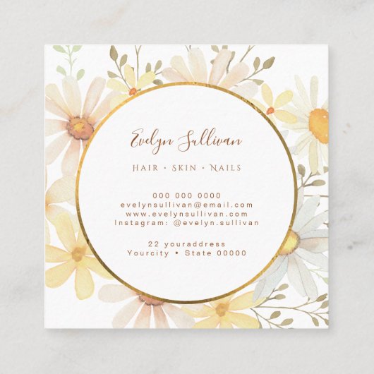 デイジー金ゴールドサークル名刺 スクエア名刺 (裏面)