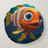 デイジー金ゴールド魚 ラウンドクッション (裏面)