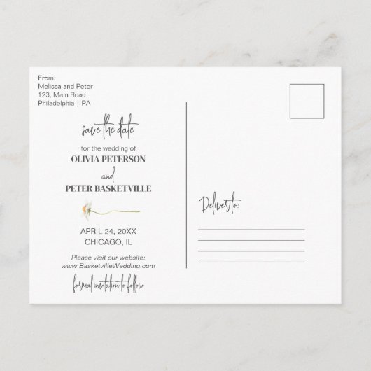 デイジー開花は日付の写真はがきを保存 案内ポストカード (裏面)