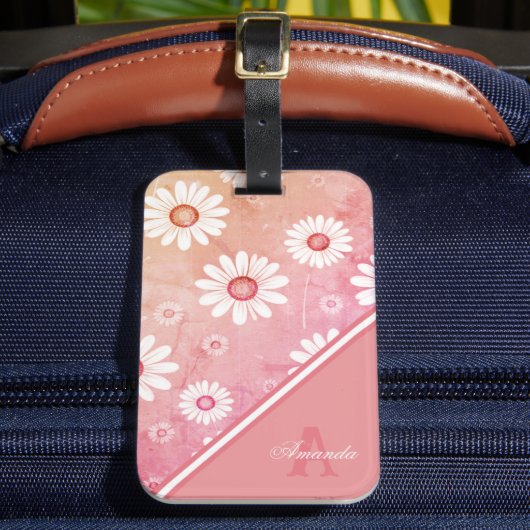 デイジー開花：ミニマル花柄 ラゲッジタグ (正面インサイチュ2)