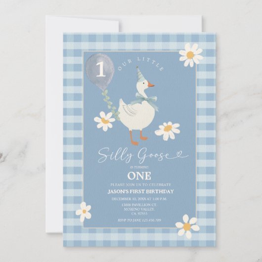 デイジー間抜けリトルグースバルーンボーイ誕生日 招待状 (正面)